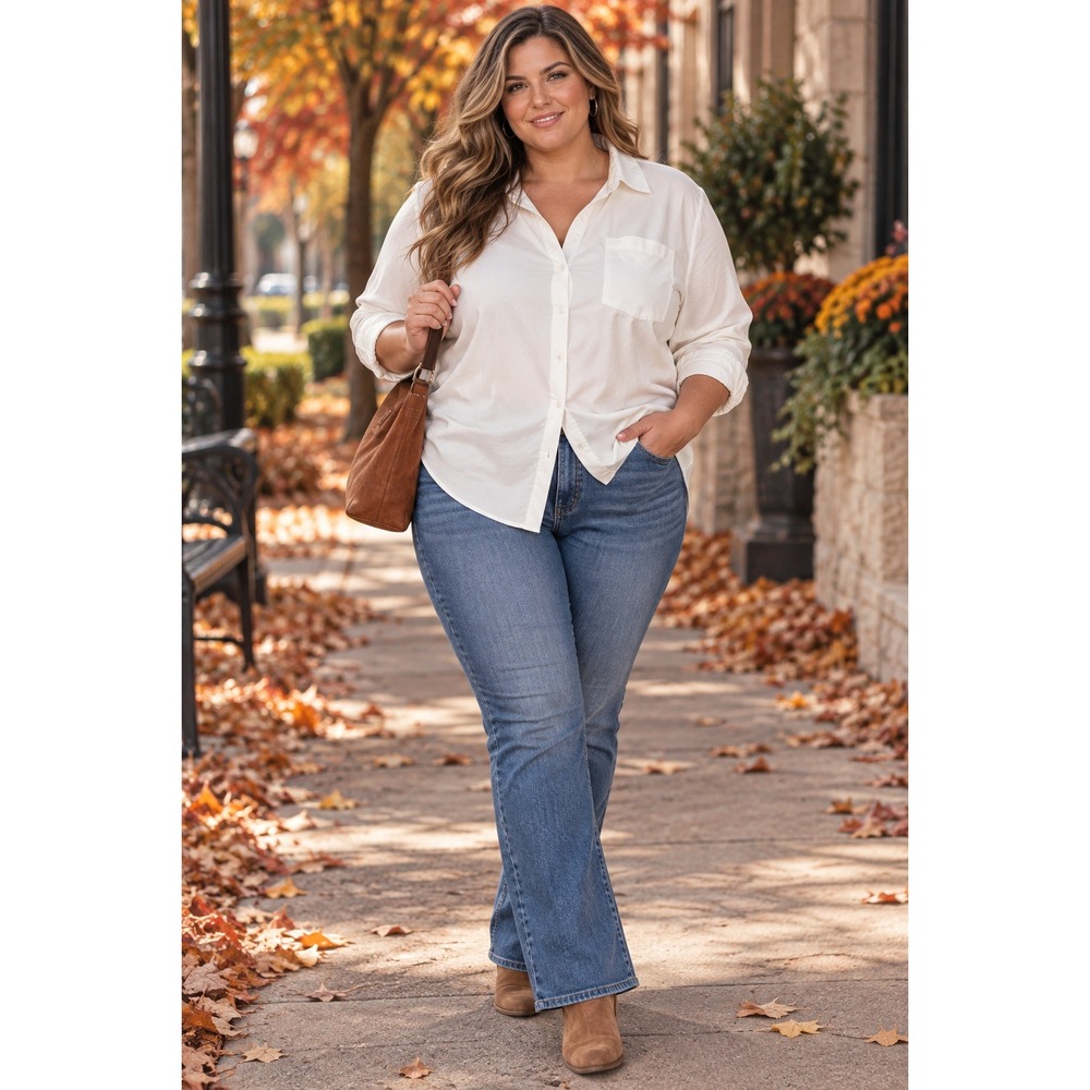 Torrid White Button Down Long Sleeve Shirt Pocket Blouse Plus Size 18/20